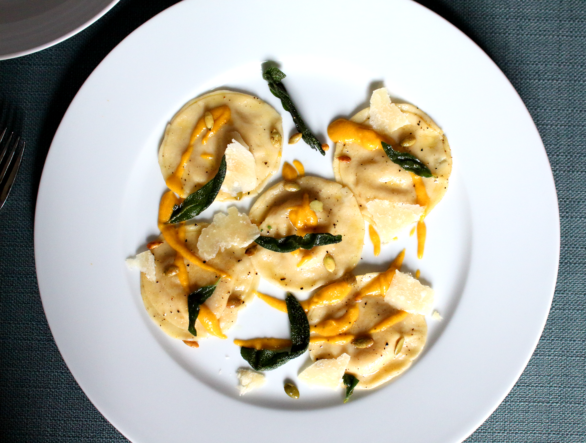 Butternut Squash and Mascarpone Ravioli with Toasted Pumpkin Seeds and ...