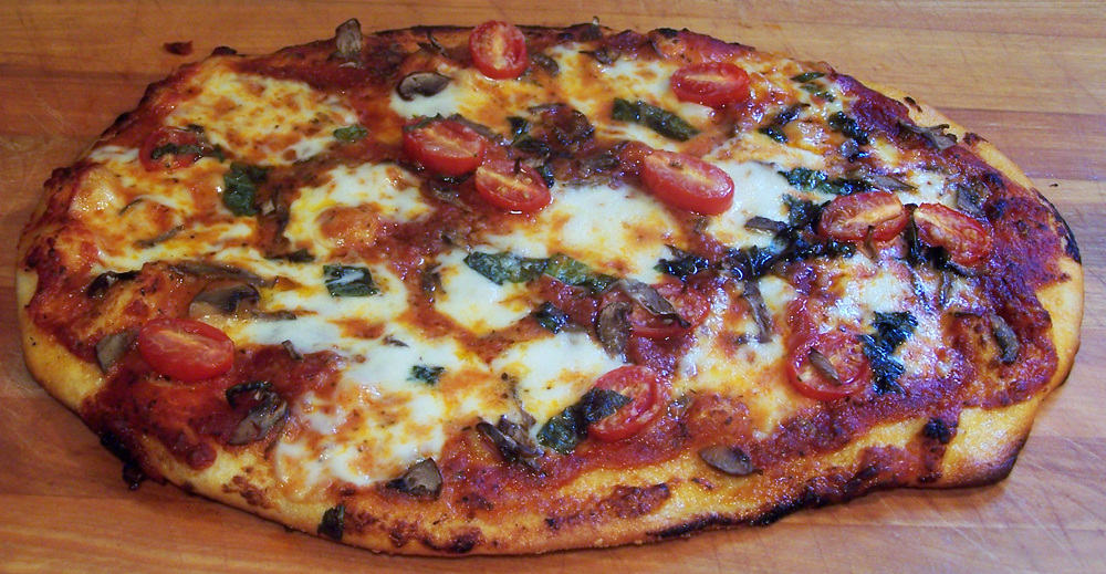 Fresh Mozzarella Tomato Basil and Mushroom Pizza Epicure's Table