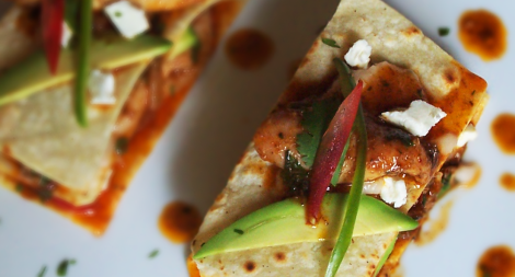 Braised Chili Lime and Cumin Layered Chicken Tacos with White Bean Purée