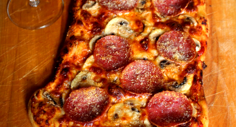 Delivery Style Pepperoni and Mushroom Pizza
