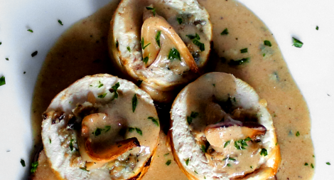 Roquefort and Mushroom Chicken Roulade