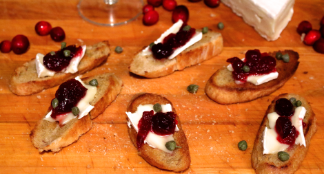 Cranberry Brie and Caper Crostini