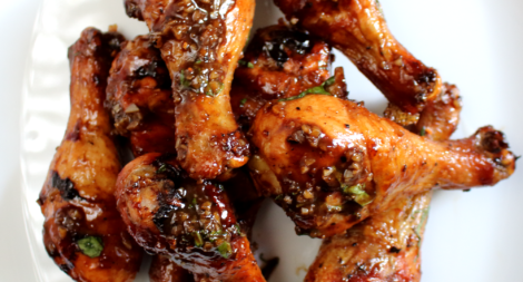 Hickory Smoked Chicken Legs with a Garlic Balsamic Glaze