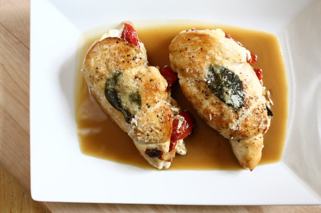 stuffed chicken breasts with chicken demi-glace