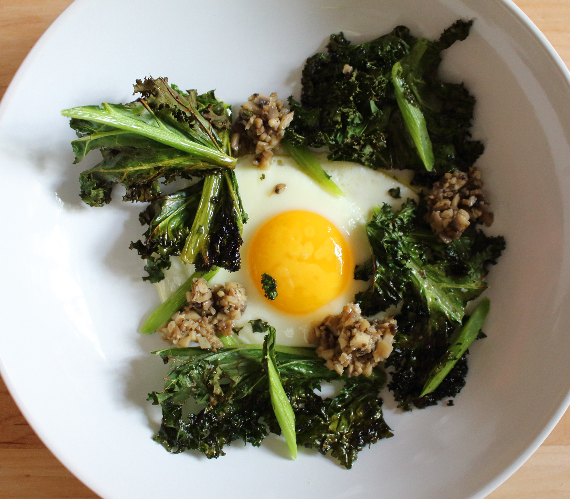 Egg with Crispy Kale and Sautéed Mushrooms Epicure's Table