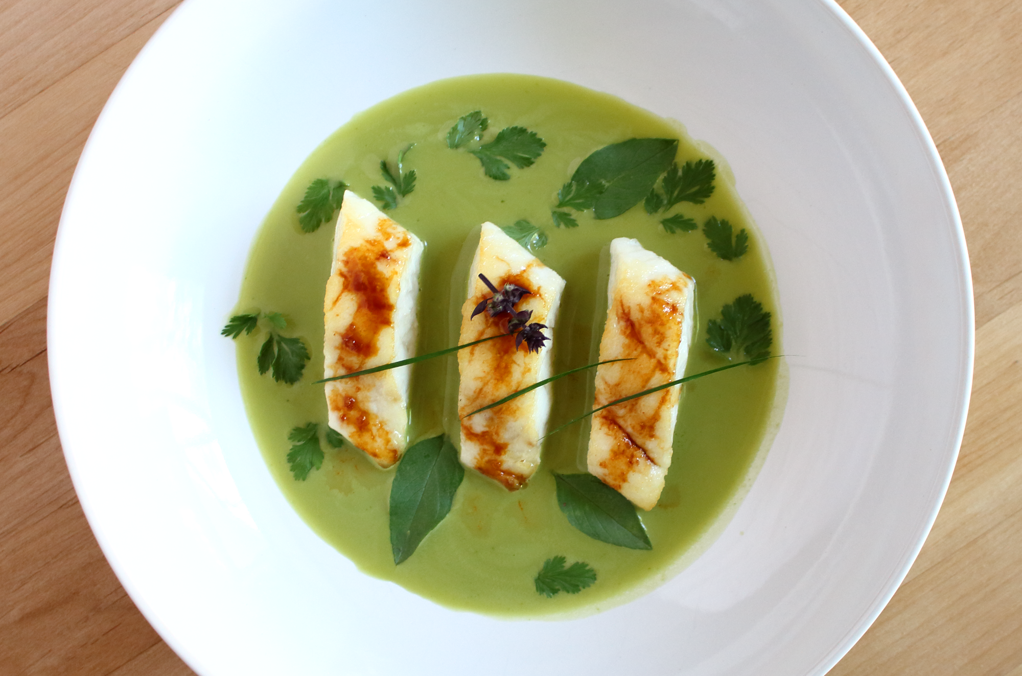 tilapia with a coconut cilantro gazpacho