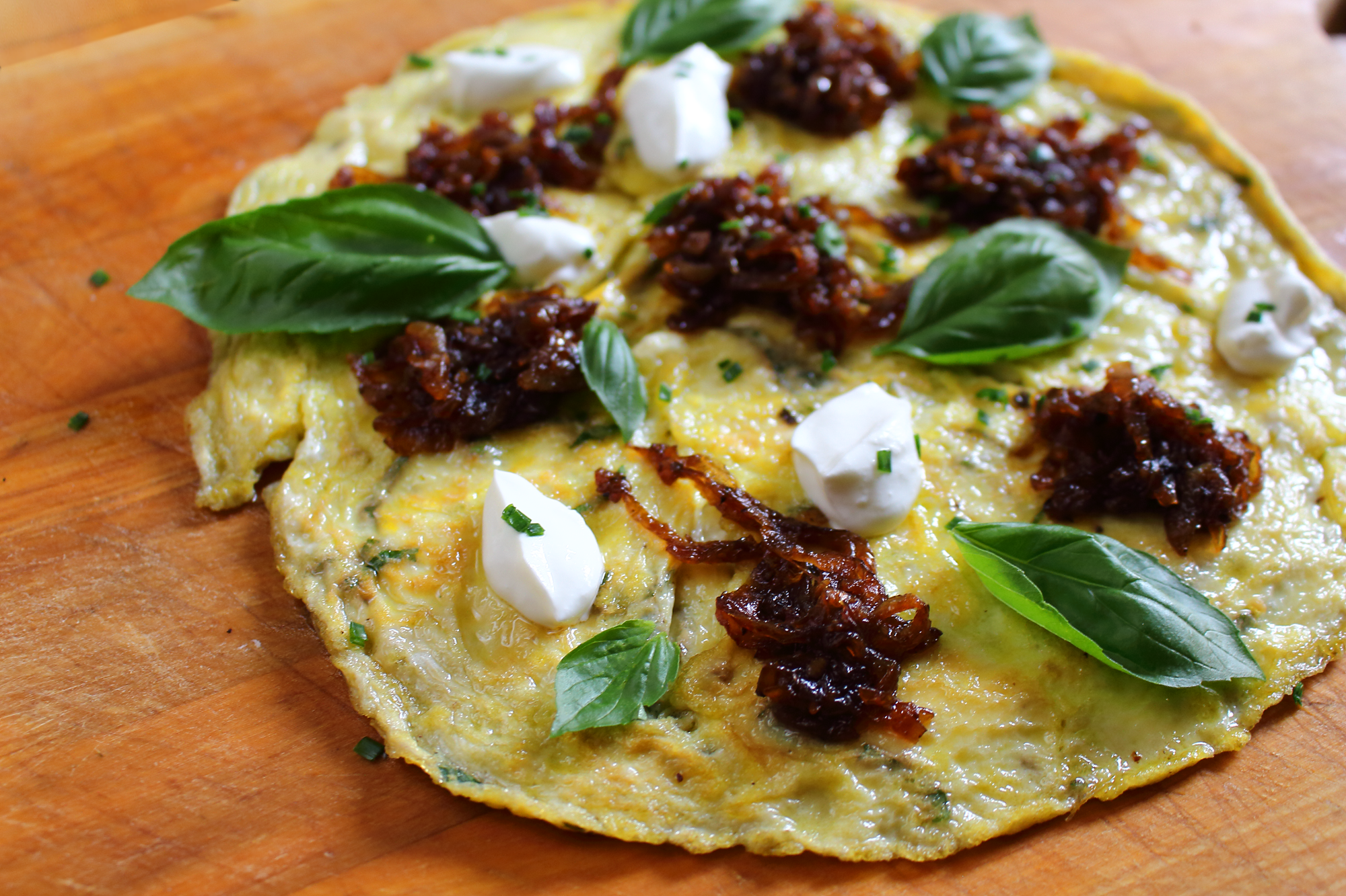 basil frittata with a balsamic onion jam