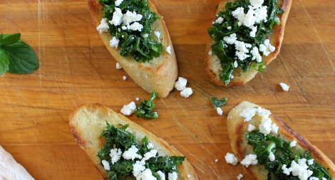 Kale Herb and Feta Crostini