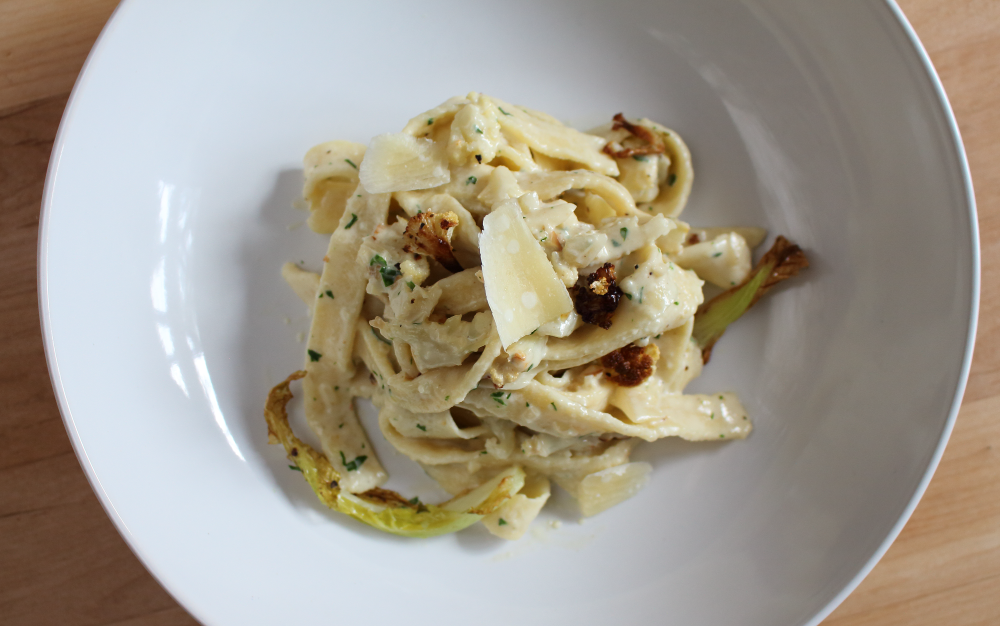 roast cauliflower and gorgonzola tagliatelle